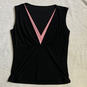 H&M Black and Pink V-Neck Top